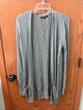 Love + Elle Sage Green Open-Front Knit Cardigan